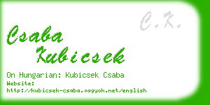 csaba kubicsek business card